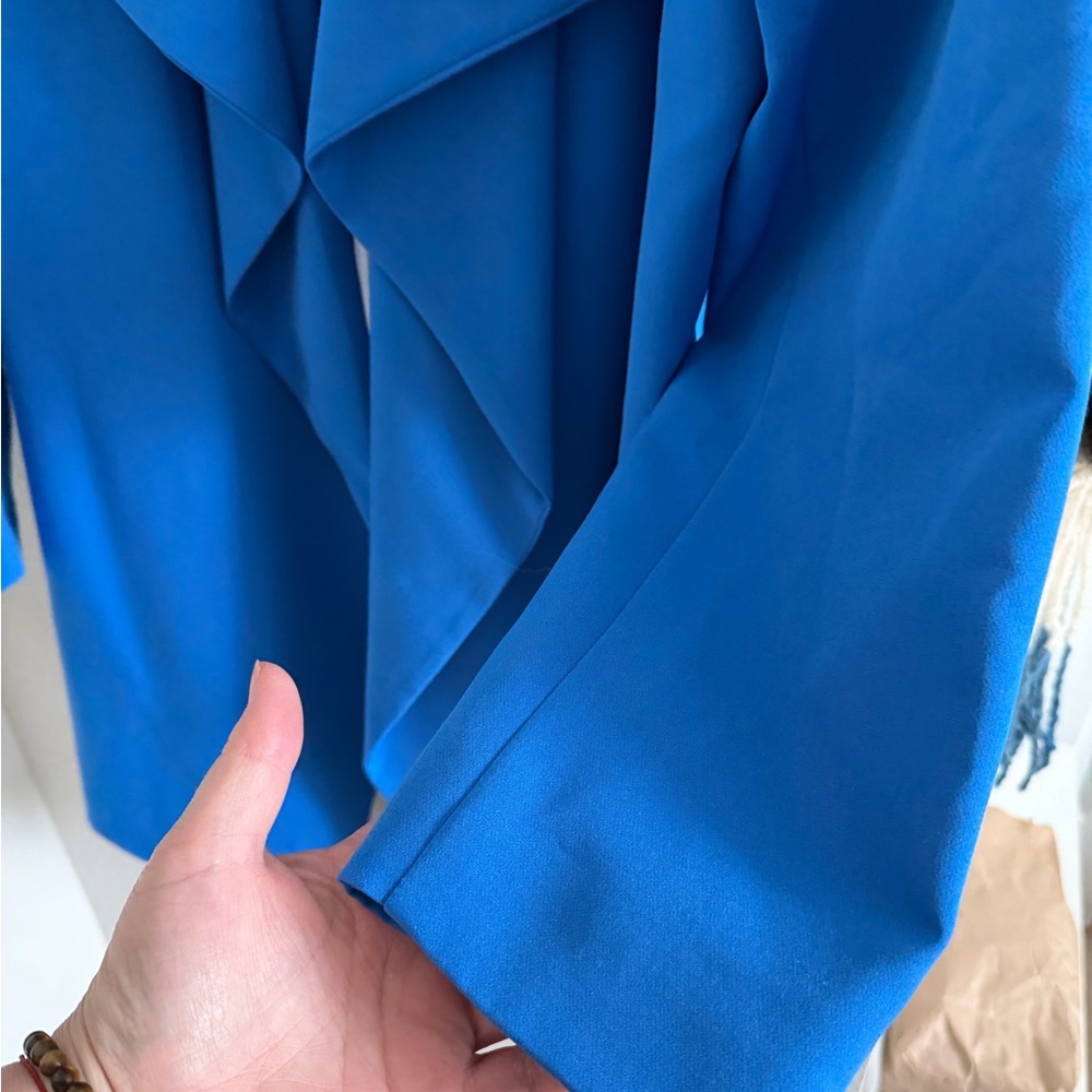 Women's Blue Open Front Jacket - Picture 7 of 13